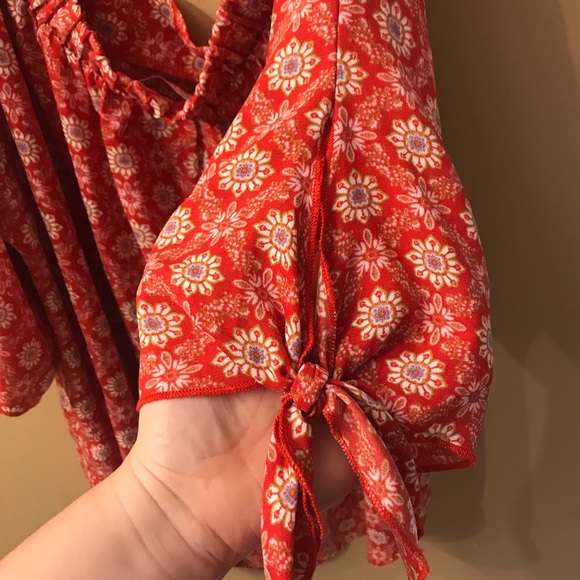 Renee C. Red Floral Off The Shoulder Top - Picture 3 of 4